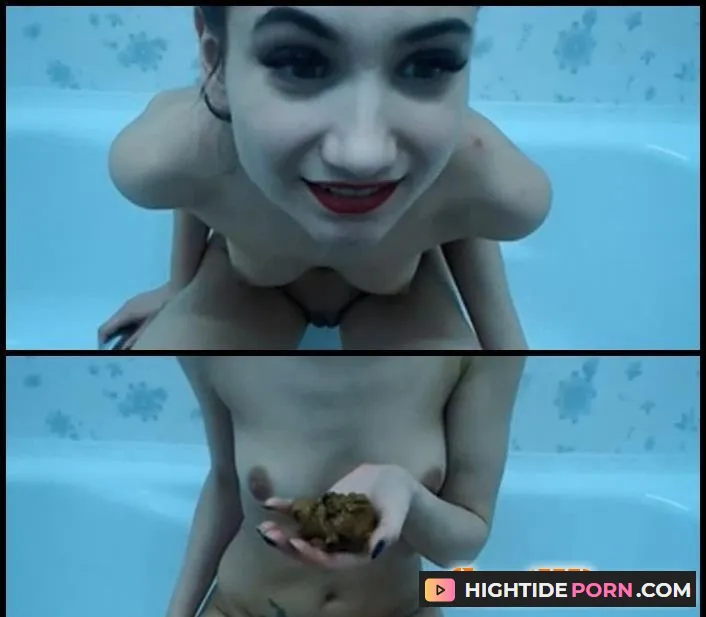 (Scat) Dirty cam girls - Russian girl shit play in bath [SD]