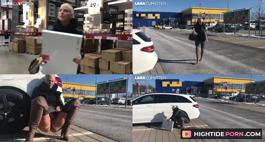 Lara-CumKitten - Mitten auf dem IKA Parkplatz Public PISS nach dem shoppen 16 02 18 - Pissing [FullHD 1080p] MyDirtyHobby.com