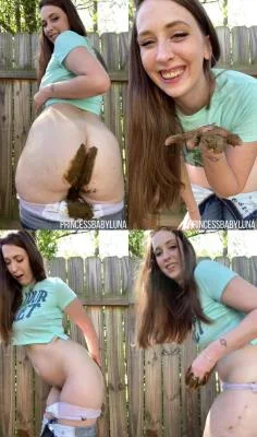 Outside Messing in Jeans First Scat Taste (HD 720p) Femscat.com